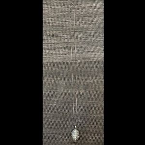 Sparkly Gunmetal Silver-tone Leaf Pendant and Necklace